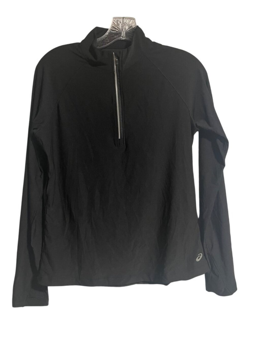 Asics Womens Black 1/4 Zip Pullover Running Shirt Sz S Lightweight Performance